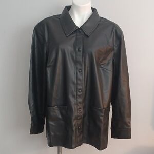 NWT 2X black jacket. Monroe & Main Faux Leather Snap-Front Plus Size Jacket
